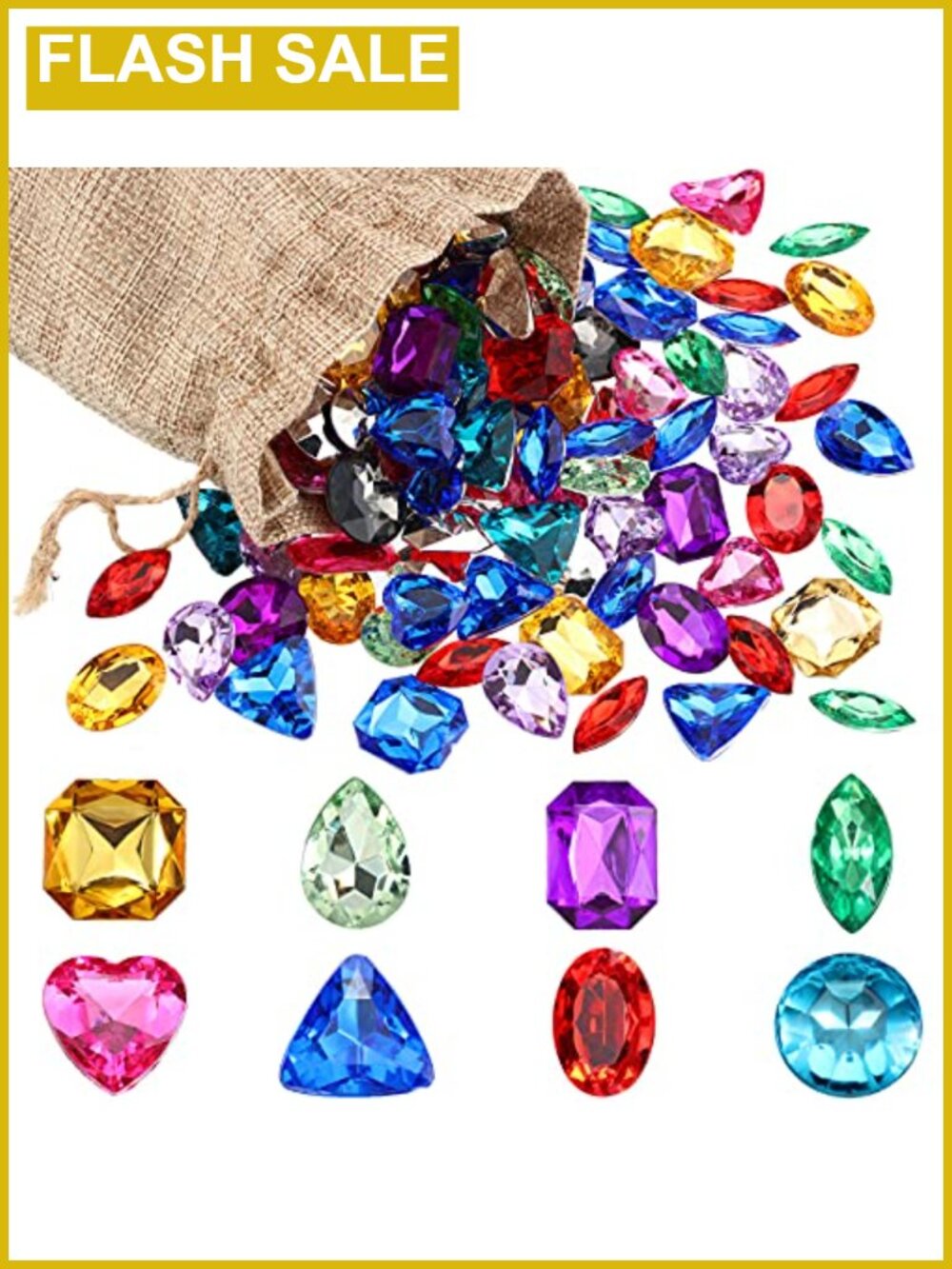 100 Pc Plastic Toy Gems for Kids Pirate Treasure Chest Jewels